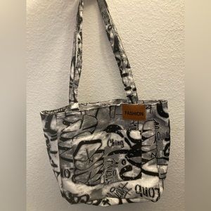 Fashion black white and grey word bag